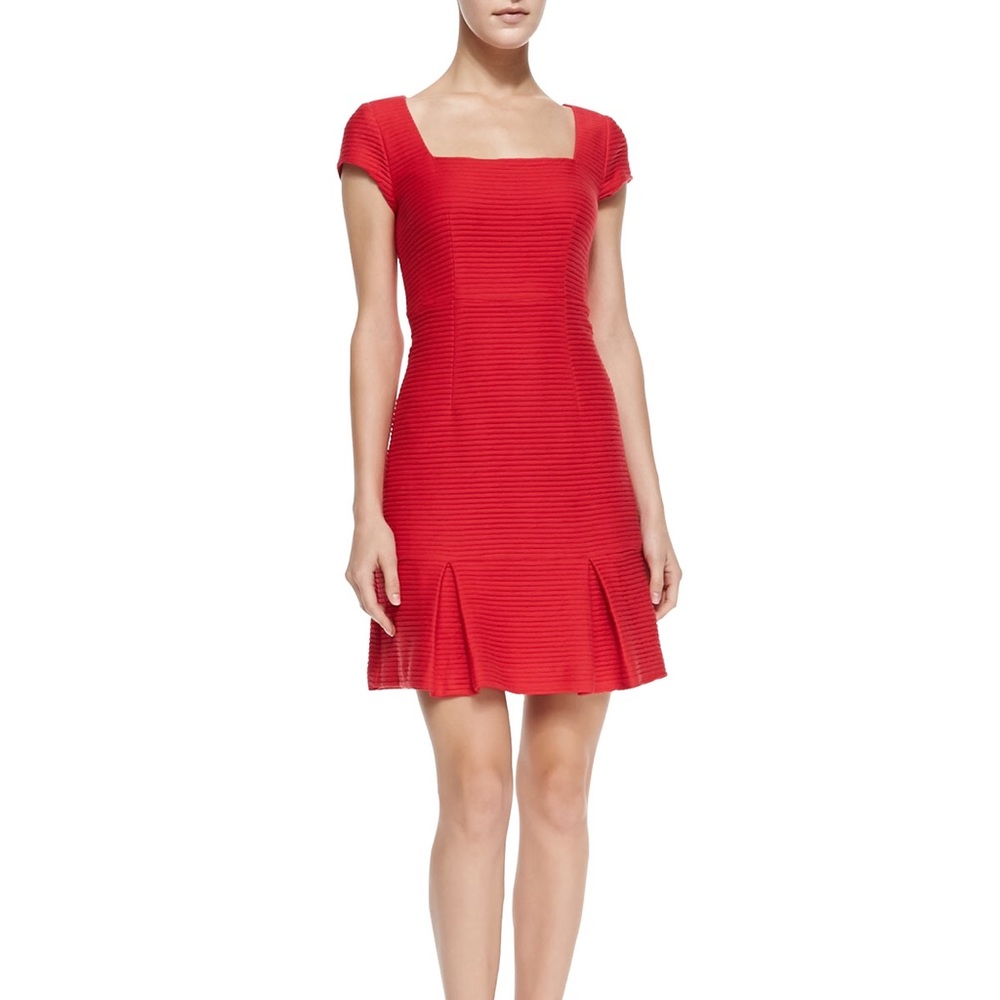 Nanette Lepore Dedicate Pintucked Sheath Dress in Cherry Red